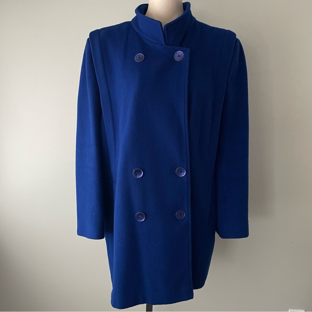 80s Vintage Forecaster Of London Wool Coat Overcoat Cobalt Blue Topcoat